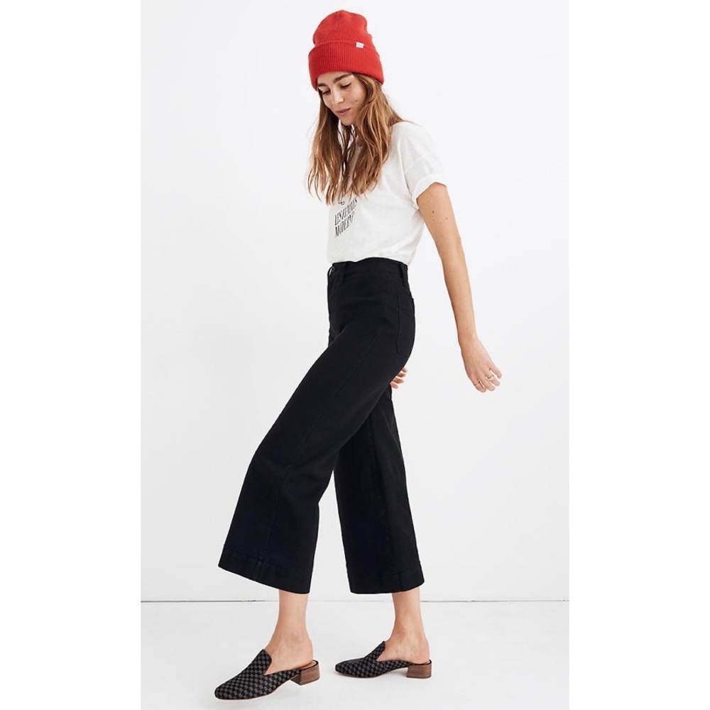 Madewell Emmett Wide-Leg Crop Pants in Black
